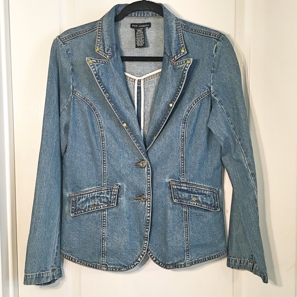 For Joseph Blue Jean Denim Blazer